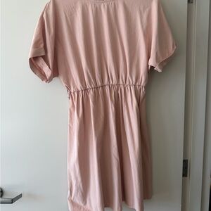 Women's Pink Short Sleeve Elastic Waist Dress